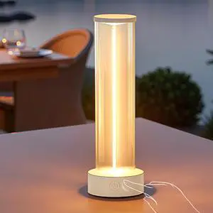 Indoor Outdoor Table Lamp Cordless,Rechargeable Battery Powered Lamp 3-Mode Touch Dimmable,IP54 Waterproof Portable Lamp for Bedside Reading,Patio Grill,Gazebo Party,Camping Tent (White) Indoor Outdoor Table Lamp Cordless,Rechargeable Battery Powered Lamp 3-Mode Touch Dimmable,IP54 Waterproof Portable Lamp for Bedside Reading,Patio Grill,Gazebo Party,Camping Tent (White)