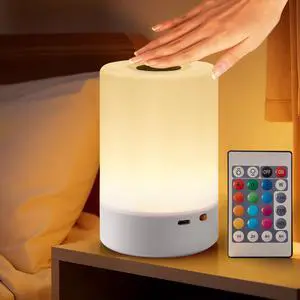 Rechargeable LED Night Light, Touch Bedside Table Lamp, Remote Control Dimmable Desk Lamp with RGB Color Changing for Bedroom, Living Room Rechargeable LED Night Light, Touch Bedside Table Lamp, Remote Control Dimmable Desk Lamp with RGB Color Changing for Bedroom, Living Room