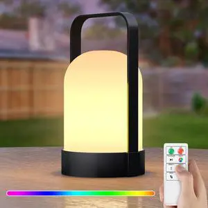 Outdoor Rechargeable Lanterns, Outdoor Table Lamp with IP44 Water-Resistant and Remote, Cordless Battery Operated Portable Lamp with RGB 7 Colors and Warm White Light for Patio Camping Balcony Outdoor Rechargeable Lanterns, Outdoor Table Lamp with IP44 Water-Resistant and Remote, Cordless Battery Operated Portable Lamp with RGB 7 Colors and Warm White Light for Patio Camping Balcony