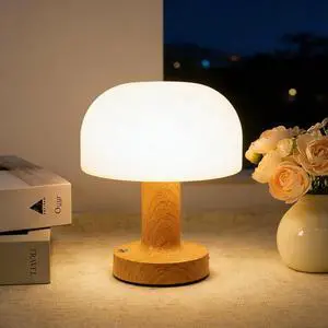 Cordless Rechargeable Mushroom Table Lamp, Dimmable 3-Color Night Light Cordless Rechargeable Mushroom Table Lamp, Dimmable 3-Color Night Light