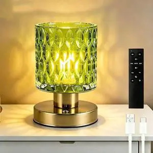Cordless Rechargeable Table Lamp with Timer & Remote Control, Dimmable Touch Glass Battery Powered Lamp, Aesthetic Small Night Light for Bedroom Desk Bookshelf Living Room Decor (Jade Green) Cordless Rechargeable Table Lamp with Timer & Remote Control, Dimmable Touch Glass Battery Powered Lamp, Aesthetic Small Night Light for Bedroom Desk Bookshelf Living Room Decor (Jade Green)