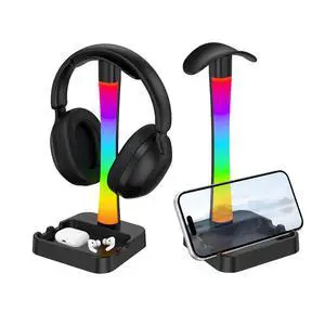 Headphone Stand with Charger,Gaming Headset stand with RGB Light Mode,For Airpod Max Stand,Desk Lamp,Phone Holder,Tablet Holder,desktop organizer,Gifts for Gamers & Music Lover(Black) Headphone Stand with Charger,Gaming Headset stand with RGB Light Mode,For Airpod Max Stand,Desk Lamp,Phone Holder,Tablet Holder,desktop organizer,Gifts for Gamers & Music Lover(Black)