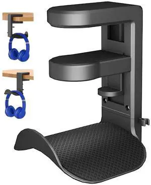 Headphone Holder Hanger Upgraded with Rotating & Adjustable Clamp for Controller & Headphones, Headset Stand Under Desk Hook Mount Built in Cable Clip Headphone Holder Hanger Upgraded with Rotating & Adjustable Clamp for Controller & Headphones, Headset Stand Under Desk Hook Mount Built in Cable Clip