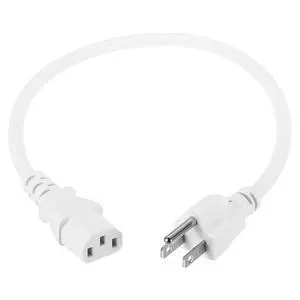 1.5ft 18 AWG White 18/3 Universal Power Cord C13 to NEMA 5-15P 10A 125V 3-Prong Extension Power Cord for PC,Computer,Printers,TV,AC Adapter,Laptop,Monitor,Projector 1.5ft 18 AWG White 18/3 Universal Power Cord C13 to NEMA 5-15P 10A 125V 3-Prong Extension Power Cord for PC,Computer,Printers,TV,AC Adapter,Laptop,Monitor,Projector