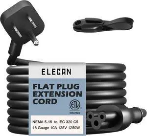 45 Degree Angled Flat Plug Mickey Mouse Replacement Laptop Power Cord 15 Ft, Seamless 5-15P to IEC 320 C5 3-Prong Universal AC Cable for PC Notebook Printer Dell HP TV, 18AWG, ETL+ Organizer 45 Degree Angled Flat Plug Mickey Mouse Replacement Laptop Power Cord 15 Ft, Seamless 5-15P to IEC 320 C5 3-Prong Universal AC Cable for PC Notebook Printer Dell HP TV, 18AWG, ETL+ Organizer