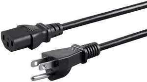 Power Cord - NEMA 5-15P to IEC 60320 C13, 13 Amp, 1625 Watt, 3-Prong, 16AWG, 8 Feet, Black Power Cord - NEMA 5-15P to IEC 60320 C13, 13 Amp, 1625 Watt, 3-Prong, 16AWG, 8 Feet, Black