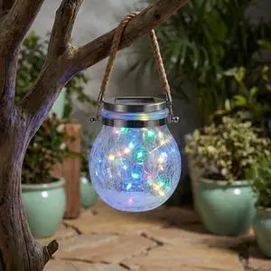 Solar Powered Transparent Glass Jar Lantern with 30 LED Lights, Multicolor, Hanging Outdoor Garden Light(Colorful) Solar Powered Transparent Glass Jar Lantern with 30 LED Lights, Multicolor, Hanging Outdoor Garden Light(Colorful)