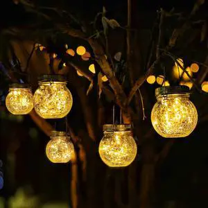 2 Pack Crackle Glass Solar Lantern with 30 LED Firefly Lights Waterproof Outdoor Hanging Lamp 215% Larger Solar Panel, Anti-Rust Lids Decorative Lighting for Garden Patio Table 2 Pack Crackle Glass Solar Lantern with 30 LED Firefly Lights Waterproof Outdoor Hanging Lamp 215% Larger Solar Panel, Anti-Rust Lids Decorative Lighting for Garden Patio Table