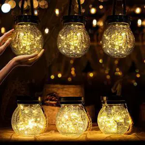 6 Pack Gifts for Him Her Solar Lanterns Outdoor Waterproof Heavy Crackle Glass 30 LED Warm Firefly Lights Solar for Women Mom Grandma Outdoor Table Lamps Garden Yard Decor 6 Pack Gifts for Him Her Solar Lanterns Outdoor Waterproof Heavy Crackle Glass 30 LED Warm Firefly Lights Solar for Women Mom Grandma Outdoor Table Lamps Garden Yard Decor