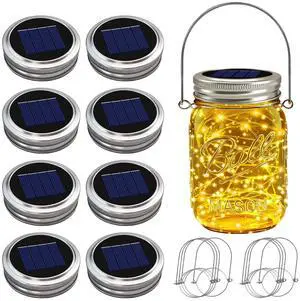 8 Pack Solar Mason Jar Lights for Outside, 30 LED Solar Mason Jar Lids Fairy Lights with 8 Hangers(No Jars) Outdoor Waterproof for DIY Patio Garden Yard Lawn Party Wedding Decoration Warm White 8 Pack Solar Mason Jar Lights for Outside, 30 LED Solar Mason Jar Lids Fairy Lights with 8 Hangers(No Jars) Outdoor Waterproof for DIY Patio Garden Yard Lawn Party Wedding Decoration Warm White