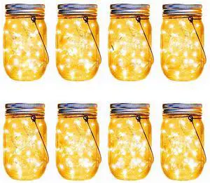 Mason Jar Solar Lights,8 Pack 30 Led Fairy Hanging Jar Lights,Solar Lanterns for Outdoor Patio Party Garden Wedding Christmas Decor Lights(Mason Jars/Handles Included) Mason Jar Solar Lights,8 Pack 30 Led Fairy Hanging Jar Lights,Solar Lanterns for Outdoor Patio Party Garden Wedding Christmas Decor Lights(Mason Jars/Handles Included)