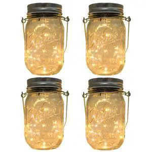 4-Pack Solar-powered Mason Jar Lights (Mason Jar / Handle Included),20 Bulbs Jar Hanging Light,Garden Outdoor Solar / Hanging Lantern,Decor Solar Light,Table Light,Patio Path Light,Warm White 4-Pack Solar-powered Mason Jar Lights (Mason Jar / Handle Included),20 Bulbs Jar Hanging Light,Garden Outdoor Solar / Hanging Lantern,Decor Solar Light,Table Light,Patio Path Light,Warm White