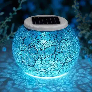 Solar Table Lights Outdoor,Color Changing Crack Glass Ball Lights Solar Table Lights Outdoor,Color Changing Crack Glass Ball Lights
