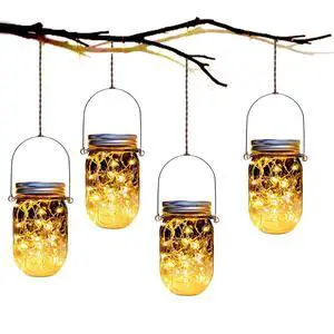 Solar Fairy Jar Lights,4 Pack 30 Led Mason Jar Decor Firefly Lights,for Outdoor Patio Garden Table Decorations Solar Lantern Mother's Day Gift(Mason Jars/Hangers Included) Solar Fairy Jar Lights,4 Pack 30 Led Mason Jar Decor Firefly Lights,for Outdoor Patio Garden Table Decorations Solar Lantern Mother's Day Gift(Mason Jars/Hangers Included)