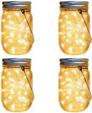 Solar Lantern Mason Jar Hanging Lights,4 Pack 30 Led Fairy Firefly Starry String Jar Lights (Mason Jars/Hangers Included),for Mason Jar Patio Garden Lanterns Wedding Table Decor Light Solar Lantern Mason Jar Hanging Lights,4 Pack 30 Led Fairy Firefly Starry String Jar Lights (Mason Jars/Hangers Included),for Mason Jar Patio Garden Lanterns Wedding Table Decor Light