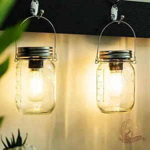 2 Pack Cordless Hanging Mason Jar LED Lanterns, Battery Operated Vintage Decor Lamp with 6H Auto Timer, Warm Farmhouse Lights for Indoor Outdoor Bedroom Patio Birthday Party Transparent 2 Pack Cordless Hanging Mason Jar LED Lanterns, Battery Operated Vintage Decor Lamp with 6H Auto Timer, Warm Farmhouse Lights for Indoor Outdoor Bedroom Patio Birthday Party Transparent