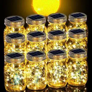 12 Pack Gifts for Him Her Solar Lanterns Outdoor Waterproof Upgraded Crystal Glass Solar Mason Jar Lights 30 LED 215% Larger SolarPanelJust a Little More,Get Double The Delight-Warm White 12 Pack Gifts for Him Her Solar Lanterns Outdoor Waterproof Upgraded Crystal Glass Solar Mason Jar Lights 30 LED 215% Larger SolarPanelJust a Little More,Get Double The Delight-Warm White