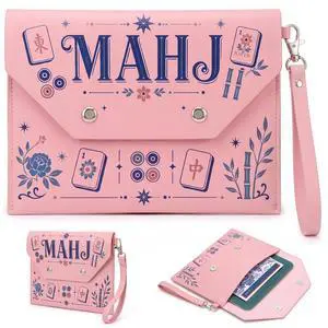 Mahjong Card Holder, 8 x 5.8 Inch Magnetic Snap Case for American Mahjong Score Cards, Rule Sheets and Small Game Accessories, Portable Pouch for Travel, Game Night and Gifts for Women(Pink) Mahjong Card Holder, 8 x 5.8 Inch Magnetic Snap Case for American Mahjong Score Cards, Rule Sheets and Small Game Accessories, Portable Pouch for Travel, Game Night and Gifts for Women(Pink)