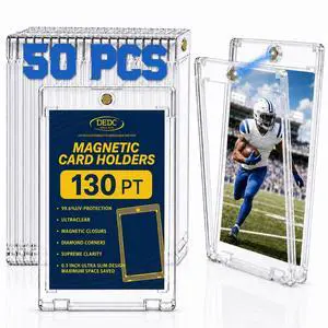 130PT Magnetic Card Holders 50ct, Slim One Touch Cases for Thick Trading Cards 130PT Magnetic Card Holders 50ct, Slim One Touch Cases for Thick Trading Cards