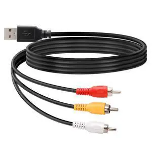 USB to 3RCA Cable, 1.5m/5ft USB Male to 3 RCA Male Jack Splitter Audio Video AV Composite Adapter Cord for USB-Enabled TVs and PCs USB to 3RCA Cable, 1.5m/5ft USB Male to 3 RCA Male Jack Splitter Audio Video AV Composite Adapter Cord for USB-Enabled TVs and PCs