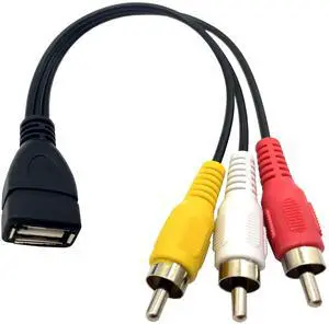 USB to 3 RCA Cable, 8 inch USB 2.0 A Female to 3RCA Male Audio Video Capture Card AV Composite Adapter Cable (USB F/3RCA M) USB to 3 RCA Cable, 8 inch USB 2.0 A Female to 3RCA Male Audio Video Capture Card AV Composite Adapter Cable (USB F/3RCA M)