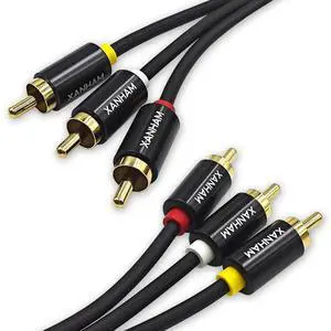 3RCA to 3RCA Cable 3.3 Feet Gold-Plated Contacts 3 RCA Male to Male Audio Cable for Speaker, Hi-Fi Systems, Home Theater, HDTV, etc. 3RCA to 3RCA Cable 3.3 Feet Gold-Plated Contacts 3 RCA Male to Male Audio Cable for Speaker, Hi-Fi Systems, Home Theater, HDTV, etc.