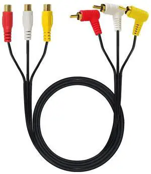 RCA Audio Video Cable - Gold Plated 90 Degree Right Angle 3 RCA Male to Female Audio Video Cable 1.5m/5ft (F to M Bend) RCA Audio Video Cable - Gold Plated 90 Degree Right Angle 3 RCA Male to Female Audio Video Cable 1.5m/5ft (F to M Bend)