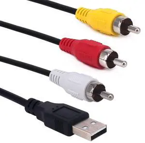 USB to 3RCA Cable, Haokiang 5 Feet/1.5m USB Male to 3 RCA Male Jack Splitter Audio Video AV Composite Adapter Cord Cable (USB M/3RCA M) USB to 3RCA Cable, Haokiang 5 Feet/1.5m USB Male to 3 RCA Male Jack Splitter Audio Video AV Composite Adapter Cord Cable (USB M/3RCA M)