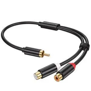 1 Male to 2 Female RCA Splitter, RCA Y Cable (0.98ft/30cm) 1 Male to 2 Female RCA Splitter, RCA Y Cable (0.98ft/30cm)