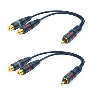 2 Packs RCA Y Splitter Cable 1 Male to 2 Female, 0.2m/8inch RCA Splitter Adapter Cable, Audio Video Y Adapter for Subwoofer, Speaker, Home Theater, Amplifierr 2 Packs RCA Y Splitter Cable 1 Male to 2 Female, 0.2m/8inch RCA Splitter Adapter Cable, Audio Video Y Adapter for Subwoofer, Speaker, Home Theater, Amplifierr