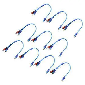 RCA Y Adapter Splitter Cable 1 Female to 2 Male, 10 Pcs RCA Y Adapter Splitter Cable 1 Female to 2 Male, 10 Pcs
