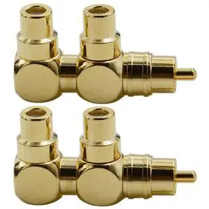 2PCS RCA Splitter Adapter Male to Two Female Right Angle Plug Audio Video Connector Copper Gold Plated AV Splitter 2PCS RCA Splitter Adapter Male to Two Female Right Angle Plug Audio Video Connector Copper Gold Plated AV Splitter