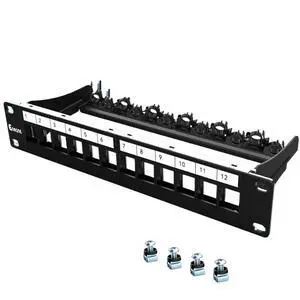 12Port Blank Keystone Patch Panel 1U 10 Inch Shielded Compatible with RJ45/USB/HDMI/LC/SC/ST/FC Keystone Jack for Rackmount 12Port Blank Keystone Patch Panel 1U 10 Inch Shielded Compatible with RJ45/USB/HDMI/LC/SC/ST/FC Keystone Jack for Rackmount