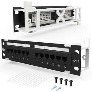 Patch Panel 12 Port Cat6EC Listed Unshielded Wall Mount Included 89D Bracket Vertical or Horizontal Installation Compatible for Cat5e & Cat6 RJ45 Cabling (CAT6 Patch Panel) Patch Panel 12 Port Cat6EC Listed Unshielded Wall Mount Included 89D Bracket Vertical or Horizontal Installation Compatible for Cat5e & Cat6 RJ45 Cabling (CAT6 Patch Panel)