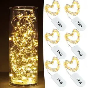 6 PCS Fairy Lights LED Starry String Lights with 20 Micro LEDs on 3.3FT/1m Copper Wire, Powered by 2xCR2032(Incl) Batteries, for Wedding Party Holiday Halloween Christmas Decorations, Warm White 6 PCS Fairy Lights LED Starry String Lights with 20 Micro LEDs on 3.3FT/1m Copper Wire, Powered by 2xCR2032(Incl) Batteries, for Wedding Party Holiday Halloween Christmas Decorations, Warm White