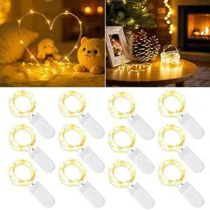 12-Pack Fairy String Lights, 7ft 20 LEDs Each, Battery Operated Copper Wire Lights, Warm White Decorative Lights for Wedding, Party, Christmas, Holiday Décor & DIY Crafts 12-Pack Fairy String Lights, 7ft 20 LEDs Each, Battery Operated Copper Wire Lights, Warm White Decorative Lights for Wedding, Party, Christmas, Holiday Décor & DIY Crafts