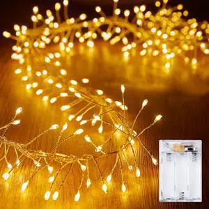 Fairy Lights Battery Operated, 10Ft 120 LED Firecracker String Lights, Waterproof Silver Wire Starry Firefly Light for DIY Wreath Wedding Indoor Outdoor Christmas Garden Decorations Fairy Lights Battery Operated, 10Ft 120 LED Firecracker String Lights, Waterproof Silver Wire Starry Firefly Light for DIY Wreath Wedding Indoor Outdoor Christmas Garden Decorations