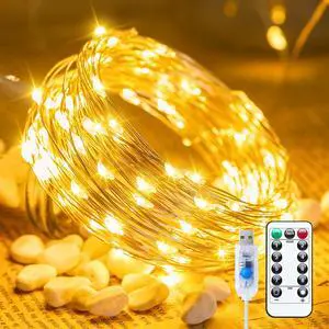 Twinkle Fairy Lights, 33 ft 100 LED Plug in String Lights with Remote and Timer, Waterproof 8 Modes for Bedroom Indoor Wreath DIY Party Wedding Christmas Holiday Decoration Twinkle Fairy Lights, 33 ft 100 LED Plug in String Lights with Remote and Timer, Waterproof 8 Modes for Bedroom Indoor Wreath DIY Party Wedding Christmas Holiday Decoration