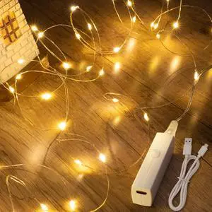 Rechargeable Fairy Lights, 16FT 50 LED Battery Operated String Lights with Timer, Type-C, 8 Modes, Waterproof Twinkle Lights for Bedroom Wedding Christmas Decor, Warm White Rechargeable Fairy Lights, 16FT 50 LED Battery Operated String Lights with Timer, Type-C, 8 Modes, Waterproof Twinkle Lights for Bedroom Wedding Christmas Decor, Warm White