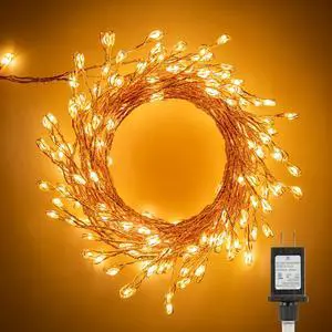 Fairy Lights Plug in, 10Feet 200 Led Cluster Lights Waterproof Starry String Lights for Ceiling Bedroom Wreath Window Wedding Christmas Tree Decoration, Warm White Fairy Lights Plug in, 10Feet 200 Led Cluster Lights Waterproof Starry String Lights for Ceiling Bedroom Wreath Window Wedding Christmas Tree Decoration, Warm White