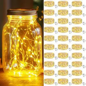 30 Pack LED Fairy Lights Battery Operated, 7FT 20 LED Mini Twinkle String Lights Battery Powered Waterproof for Christmas Mason Jars Party (Warm White) 30 Pack LED Fairy Lights Battery Operated, 7FT 20 LED Mini Twinkle String Lights Battery Powered Waterproof for Christmas Mason Jars Party (Warm White)
