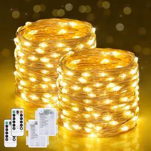 2 Pack Fairy Lights Battery Operated with Remote, Warm White 2 Pack Fairy Lights Battery Operated with Remote, Warm White
