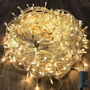 115FT 300LED Warm White Christmas String Fairy Lights Indoor/Outdoor, Waterproof with 8 Modes, Clear Wire Plug in Twinkle Light for Outside Garden Bedroom Christmas Tree Decorations 115FT 300LED Warm White Christmas String Fairy Lights Indoor/Outdoor, Waterproof with 8 Modes, Clear Wire Plug in Twinkle Light for Outside Garden Bedroom Christmas Tree Decorations