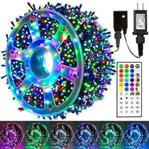 164 FT 500 LED Christmas String Lights, Waterproof RGB String Lights with Remote Control& Timer Function, 24 Colors Changing Fairy Lights for Indoor Outdoor Room Wall Christmas Tree Party Decoration 164 FT 500 LED Christmas String Lights, Waterproof RGB String Lights with Remote Control& Timer Function, 24 Colors Changing Fairy Lights for Indoor Outdoor Room Wall Christmas Tree Party Decoration