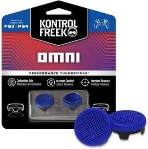 Omni for PlayStation 4 (PS4) and PlayStation 5 (PS5) | Performance Thumbsticks | 2 Low-Rise Concave | Blue Omni for PlayStation 4 (PS4) and PlayStation 5 (PS5) | Performance Thumbsticks | 2 Low-Rise Concave | Blue