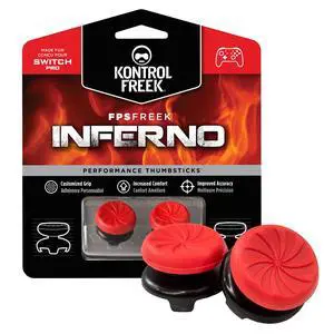FPS Freek Inferno for Nintendo Switch Pro Controller | Performance Thumbsticks | 2 High-Rise Concave | Red FPS Freek Inferno for Nintendo Switch Pro Controller | Performance Thumbsticks | 2 High-Rise Concave | Red