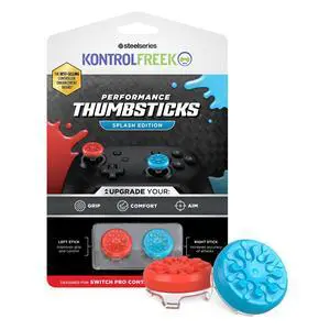 Splash for Nintendo Switch Pro Controller | Performance Thumbsticks | Concave | Blue/Red Splash for Nintendo Switch Pro Controller | Performance Thumbsticks | Concave | Blue/Red