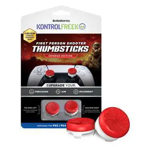 FPS Freek Inferno for PlayStation 4 (PS4) and PlayStation 5 (PS5) Controller | Performance Thumbsticks | 1 High-Rise, 1 Mid-Rise | Red/White FPS Freek Inferno for PlayStation 4 (PS4) and PlayStation 5 (PS5) Controller | Performance Thumbsticks | 1 High-Rise, 1 Mid-Rise | Red/White
