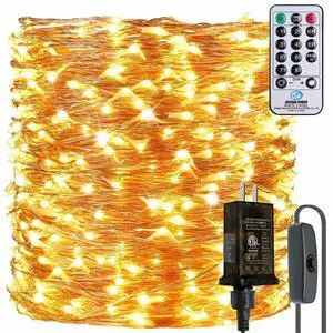165Ft Ultra Long 500 LEDs String Lights Plug in, with Switch/Timer, Waterproof Dimmable Copper String Lights for Home/Holiday Decor, 8 Modes Fairy Lights with Remote, Warm White UL Listed 165Ft Ultra Long 500 LEDs String Lights Plug in, with Switch/Timer, Waterproof Dimmable Copper String Lights for Home/Holiday Decor, 8 Modes Fairy Lights with Remote, Warm White UL Listed