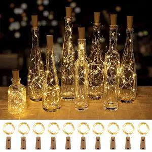 10 Pack 7ft Battery Operated Wine Bottle Lights with Cork 10 Pack 7ft Battery Operated Wine Bottle Lights with Cork